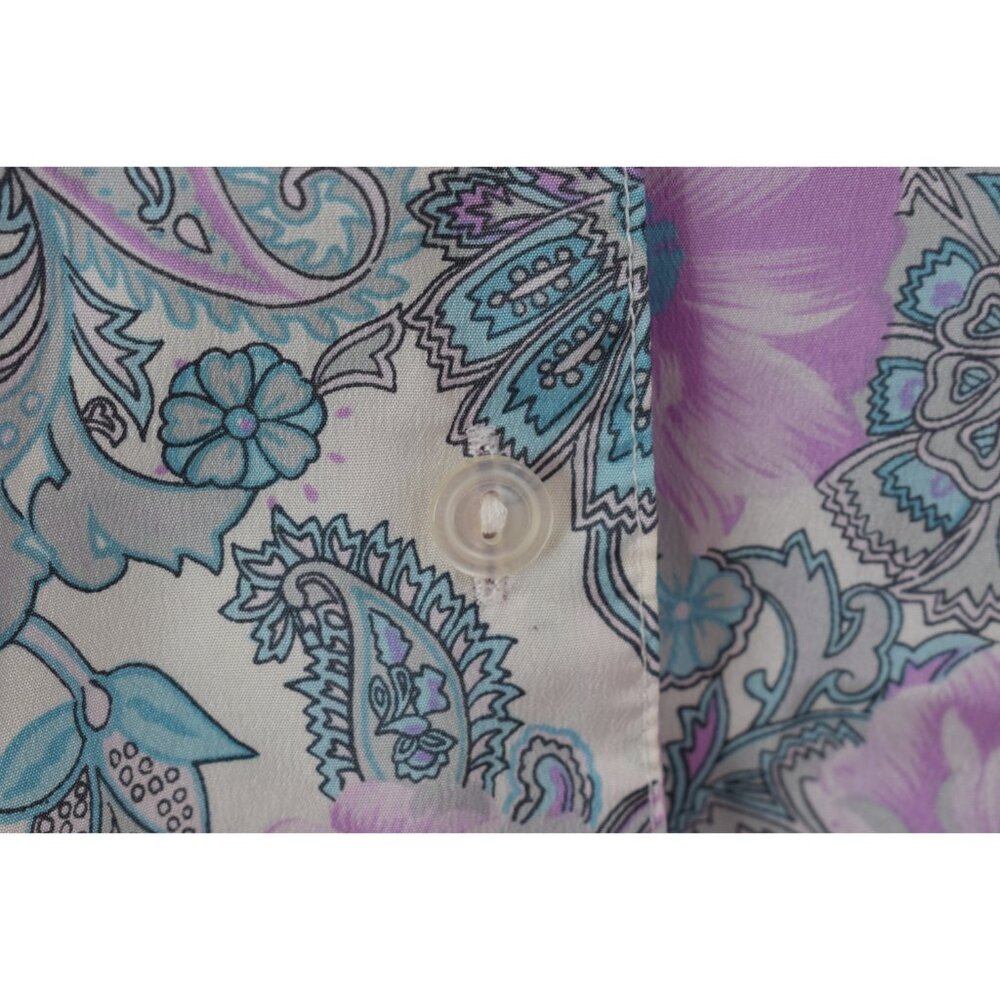 Vintage 70s Floral‎ Paisley Pastel Secretary Blouse / Detachable Bow - Picture 6 of 10